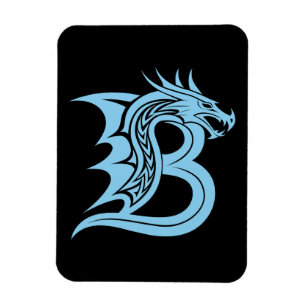 Íman Carta Estilizada com Dragão B, Alfabeto de Dragão,