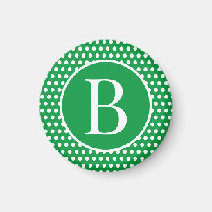 Íman Carta inicial das Bolinhas Verdes Modernas