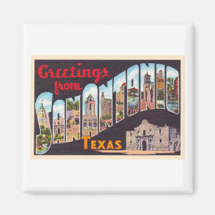 Íman Carta Postal San Antonio Texas TX Vintage