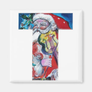 ÍMAN CARTA T DE NATAL / PAPAIS NOEIS COM MONOGRAMA DE V