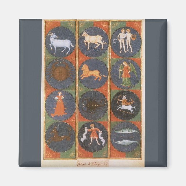Íman Carta Zodiacal Astrológica Vintage Celestial, 1475 (Frente)