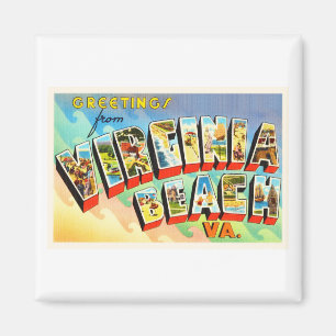 Íman Cartão das viagens vintage de Virginia Beach