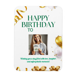 Íman Cartão de aniversário de balões Dourados com prese