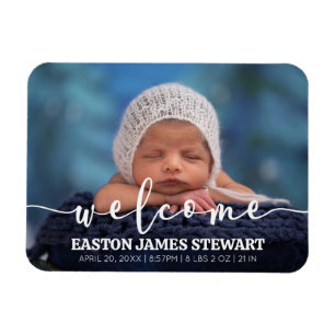 Íman Cartão de Anúncio de Nascimento do Bebê de Foto Mi