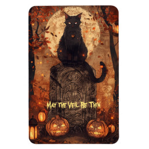 Íman Cartão de Boas Festas de Samhain do Gato Preto no