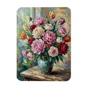 Íman Cartão de Buquê Floral do Dia das Mães