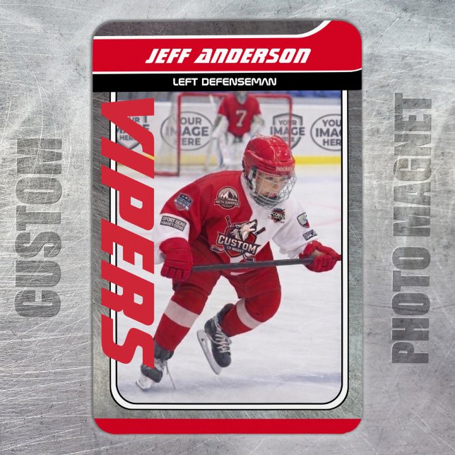 Íman Cartão de Comércio de Hóquei no Gelo Magnético Era (Ice Hockey Trading Card Magnet: Futuristic design, dynamic action. Perfect for young fans!)