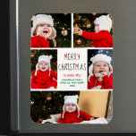 Íman Cartão de Imagem Bonito de Colagem de Foto Feliz N<br><div class="desc">Este cartão magnético feliz e moderno de Natal Merry apresenta um layout clássico de 5 fotos da família em um fundo branco com bonito tipografia vermelha e verde. Este lindo cartão fotomagnético infantil apresenta a colagem fotográfica do seu próprio filho em volta da sua mensagem festiva e do nome da...</div>