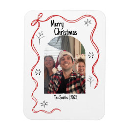 Íman Cartão de Natal Caprichoso com Doodle e Foto