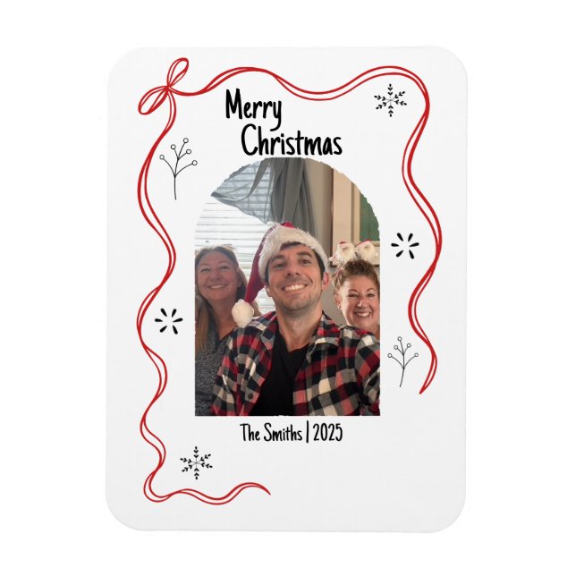 Íman Cartão de Natal Caprichoso com Doodle e Foto (Vertical)