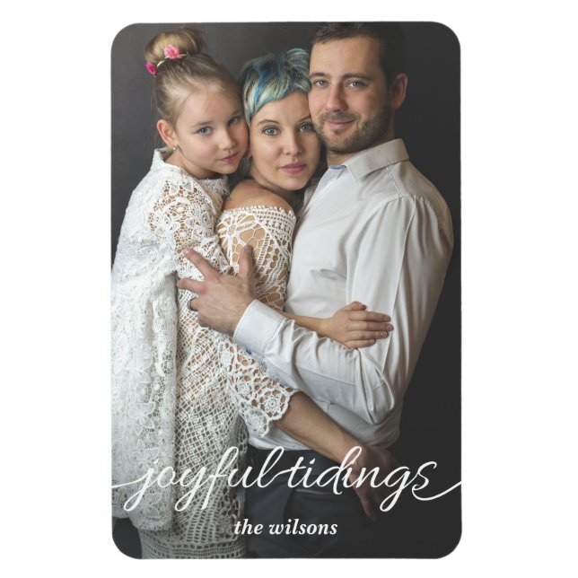 Íman Cartão de Natal com Foto Personalizada Joyful Tidi (Vertical)
