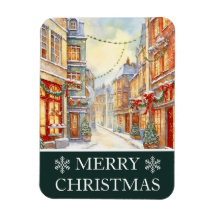 Cartão de Natal da Cena de inverno da Watercolor S