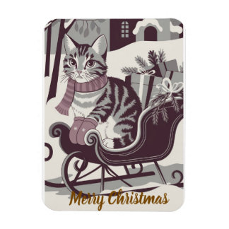 Íman cartão de natal de gato tabby vintage fofo