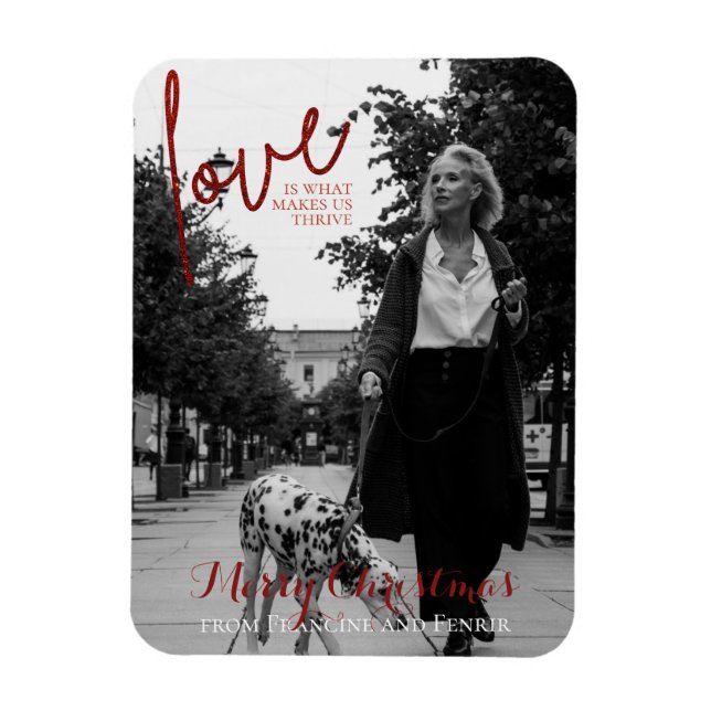 Íman Cartão de Natal Elegante de Script de Largura Verm (Vertical)