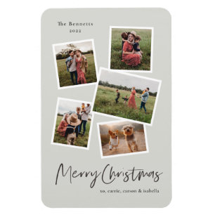 Íman Cartão de Natal Feliz para Colagem de Fotos Modern