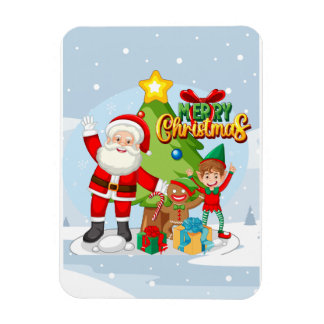 Íman Cartão de Natal Festivo do Papai Noel e Amigos