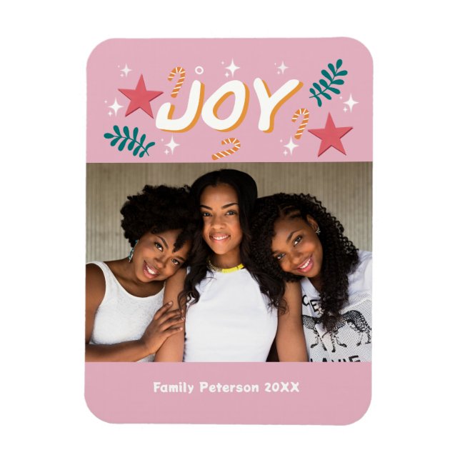 Íman Cartão de Natal personalizado alegre e moderno com (Vertical)