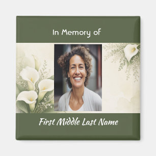 Íman Cartão de Oração Memorial White Lily com Foto para