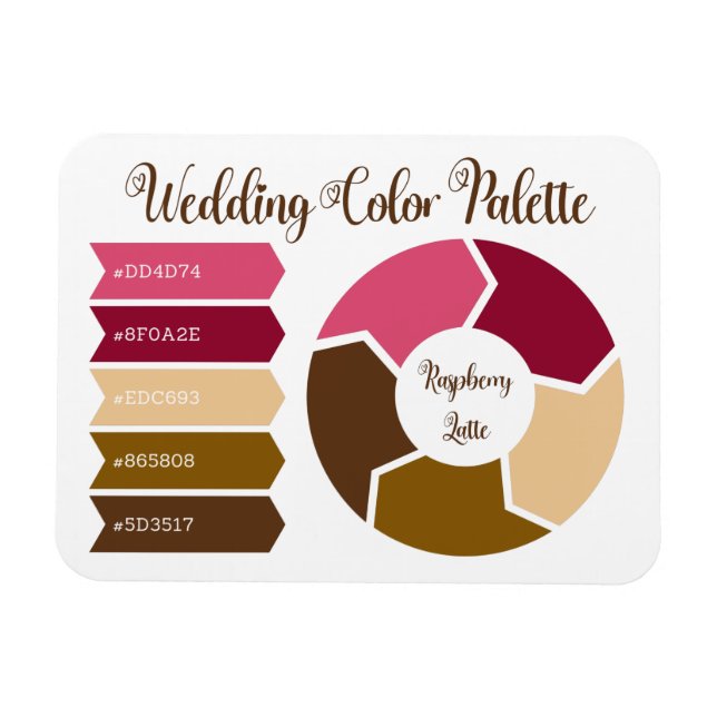 Íman Cartão de Paleta de Cores de Casamento com Códigos (Horizontal)