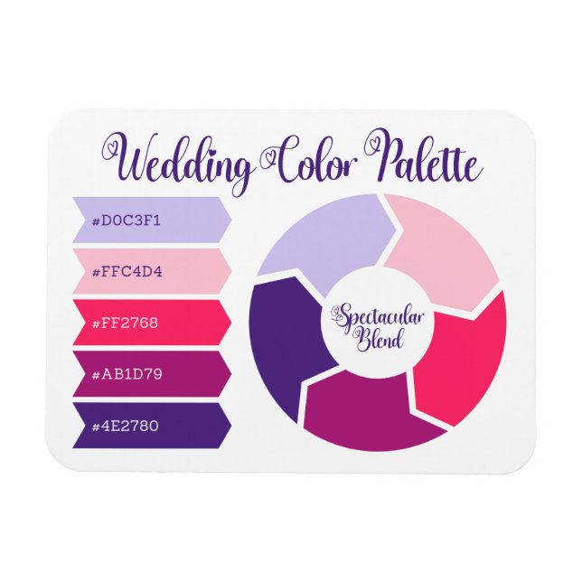 Íman Cartão de Paleta de Cores de Casamento com Códigos (Horizontal)