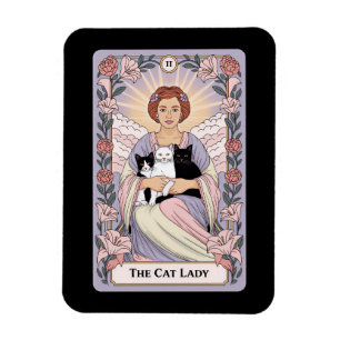 Íman Cartão de Tarot da Senhora dos Gatos Bruxa Mãe Fel
