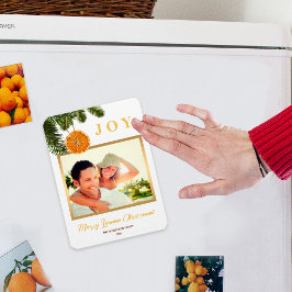 Íman Cartão Dourado de Imagem Fotográfica de Limão Feli