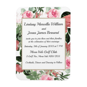 Íman Cartão Magnético Floral de Casamento Magnético 