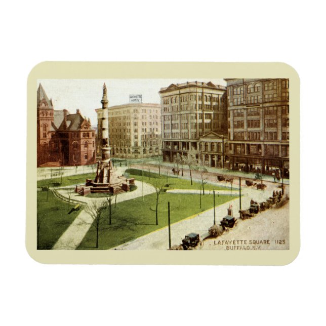 Íman Cartão postal da Praça Lafayette Buffalo NY 1915 (Horizontal)
