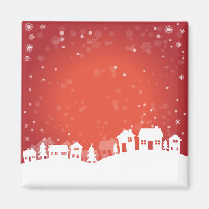Íman Cartão postal das casas de cenário de inverno