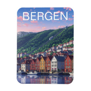 Íman Cartão Postal de Bergen Noruega