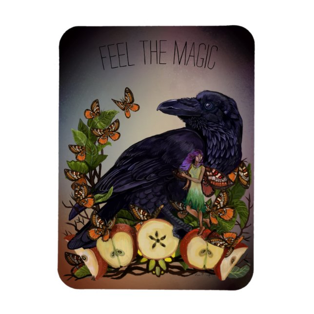 Íman Cartão-postal de fantasia Raven Faery Art (Vertical)