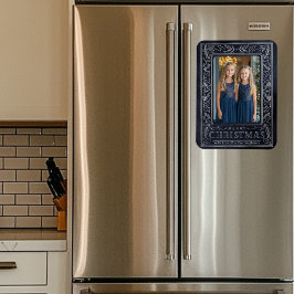 Íman Cartão-postal de feriado marinho e prata