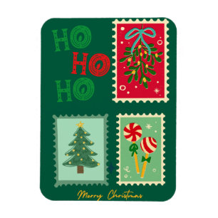 Íman Cartão Postal de Natal Retro - Musgo, Árvore e P
