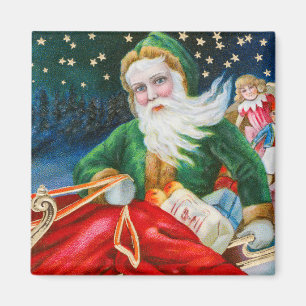 Íman Cartão postal de Natal Vintage Retro Papai Noel