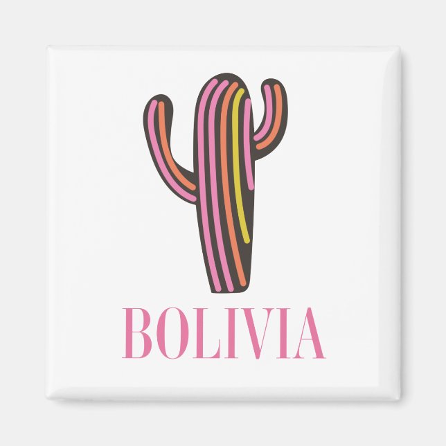 Íman Cartão postal de pôster de viagem de cacto da Bolí (Frente)