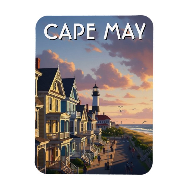 Íman Cartão Postal de Viagem de Cape May Nova Jersey (Vertical)