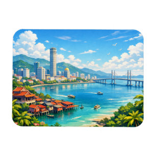 Íman Cartão Postal do Horizonte de Penang Malásia