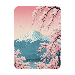 Íman Cartão Postal do Japão Monte Fuji Fujisan Flores d