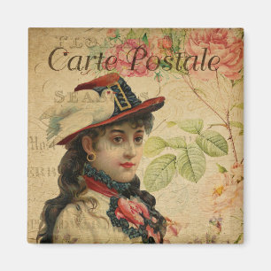 Íman Cartão postal floral Lady Vintage