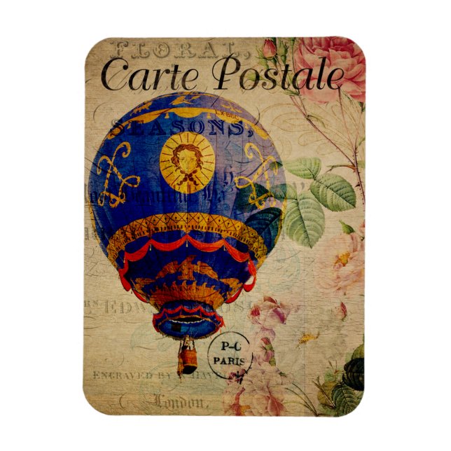 Íman Cartão postal francês Vintage Air Balloon (Vertical)