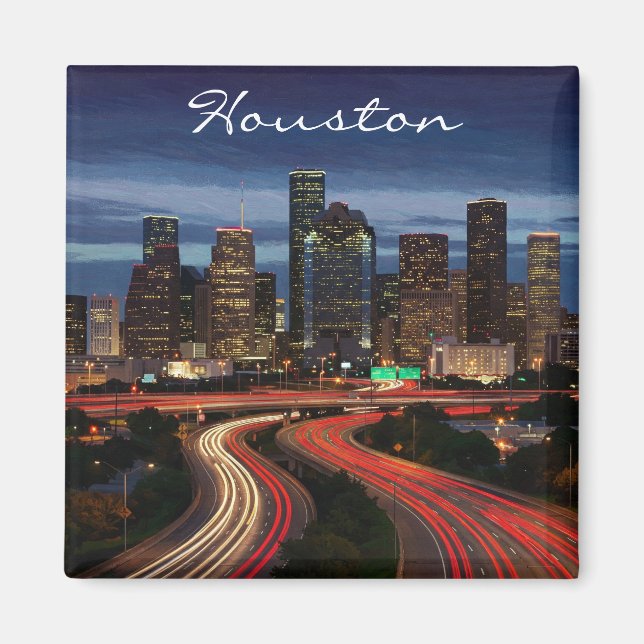 Íman Cartão-postal Houston Texas Night (Frente)