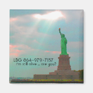 Íman cartão postal, LBG 864-979-7157, ainda estou vivo.