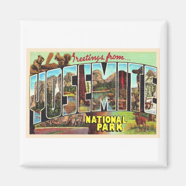 Íman Cartão postal Vintage do Parque Nacional Yosemite  (Frente)