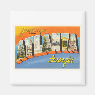 Íman Cartão velho das viagens vintage de Atlanta