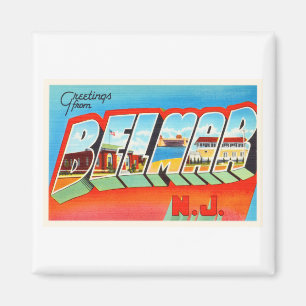 Íman Cartão velho das viagens vintage de Belmar