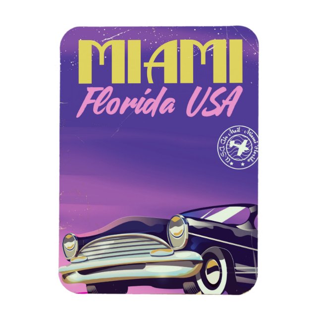 Íman Cartaz antigo de Miami Flórida EUA (Vertical)