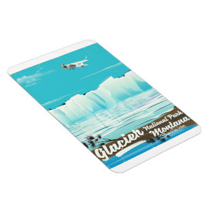 Íman Cartaz antigo do Parque Nacional Glacier, Montana