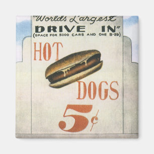 Íman Cartaz Antigo, Maior Drive In de Cachorros-Quentes