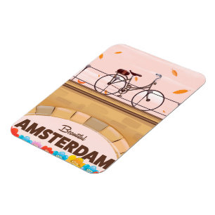 Íman Cartaz bonito do viagem do ciclismo de Amsterdão