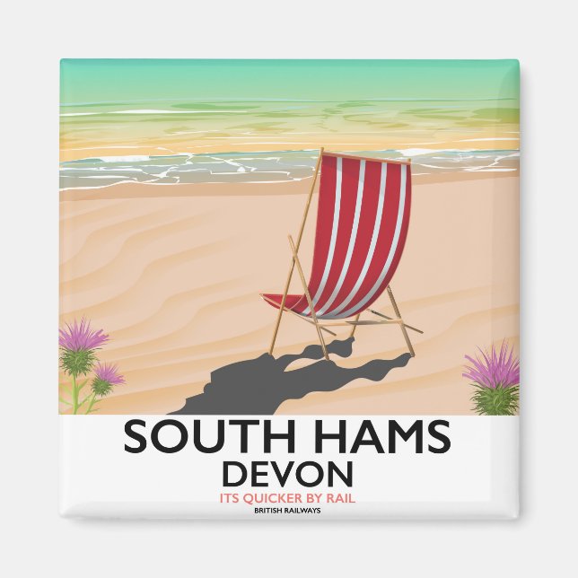 Íman cartaz da praia de South Hams Devon (Frente)